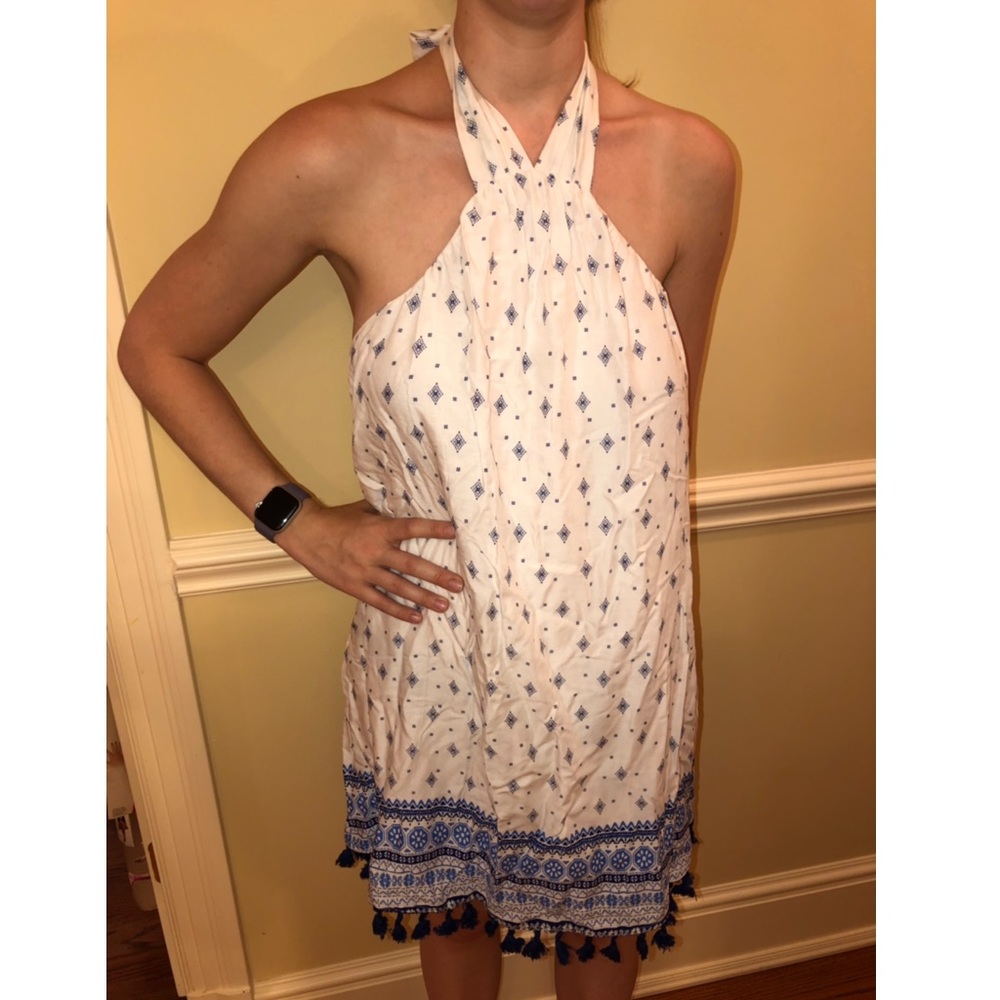 NWT Blue/white Design Lab halter dress - Women’s M